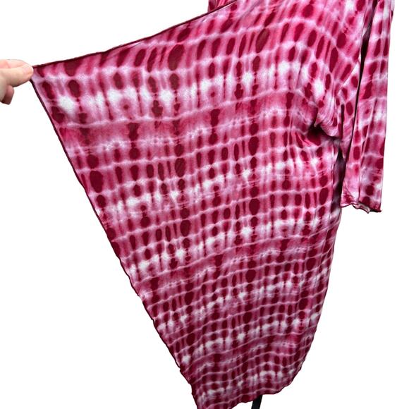 LulaRoe women Medium Shirley Pink White Tie Dyed Kimono Cardigan Jacket Bohemian - Picture 7 of 12